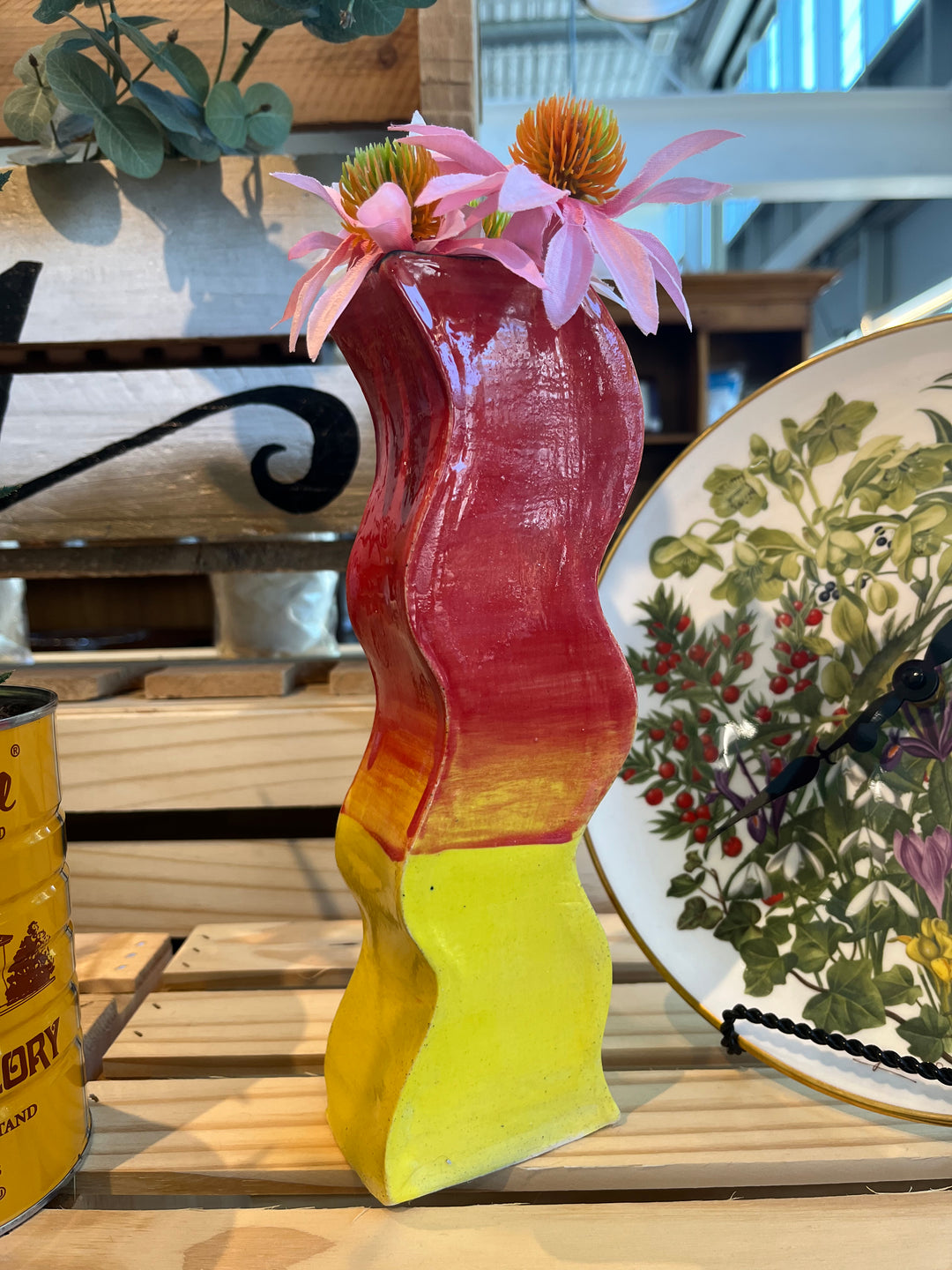 Yellow/Red Wiggle Vase