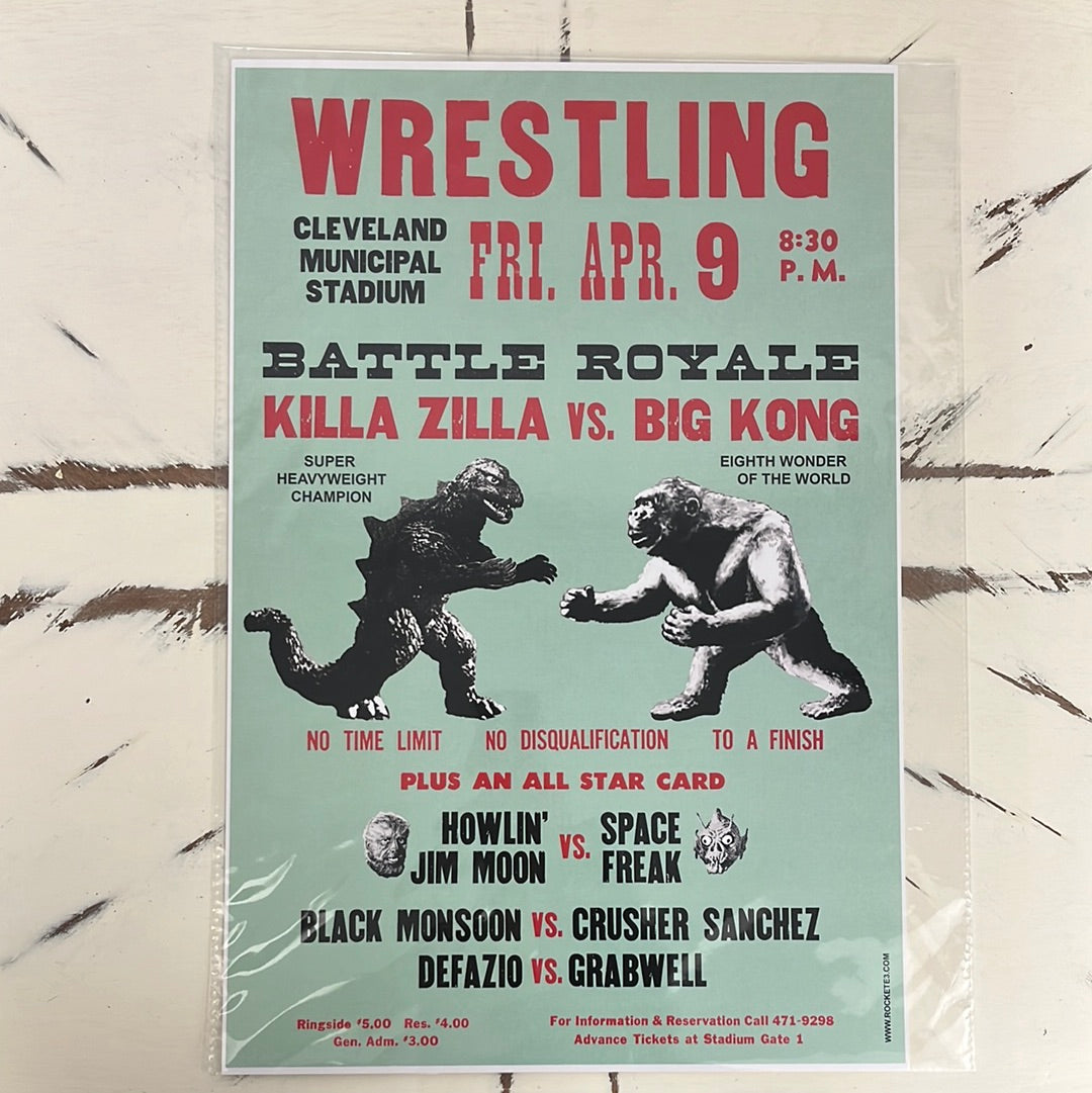 Zilla Vs Big Kong Wrestling Poster