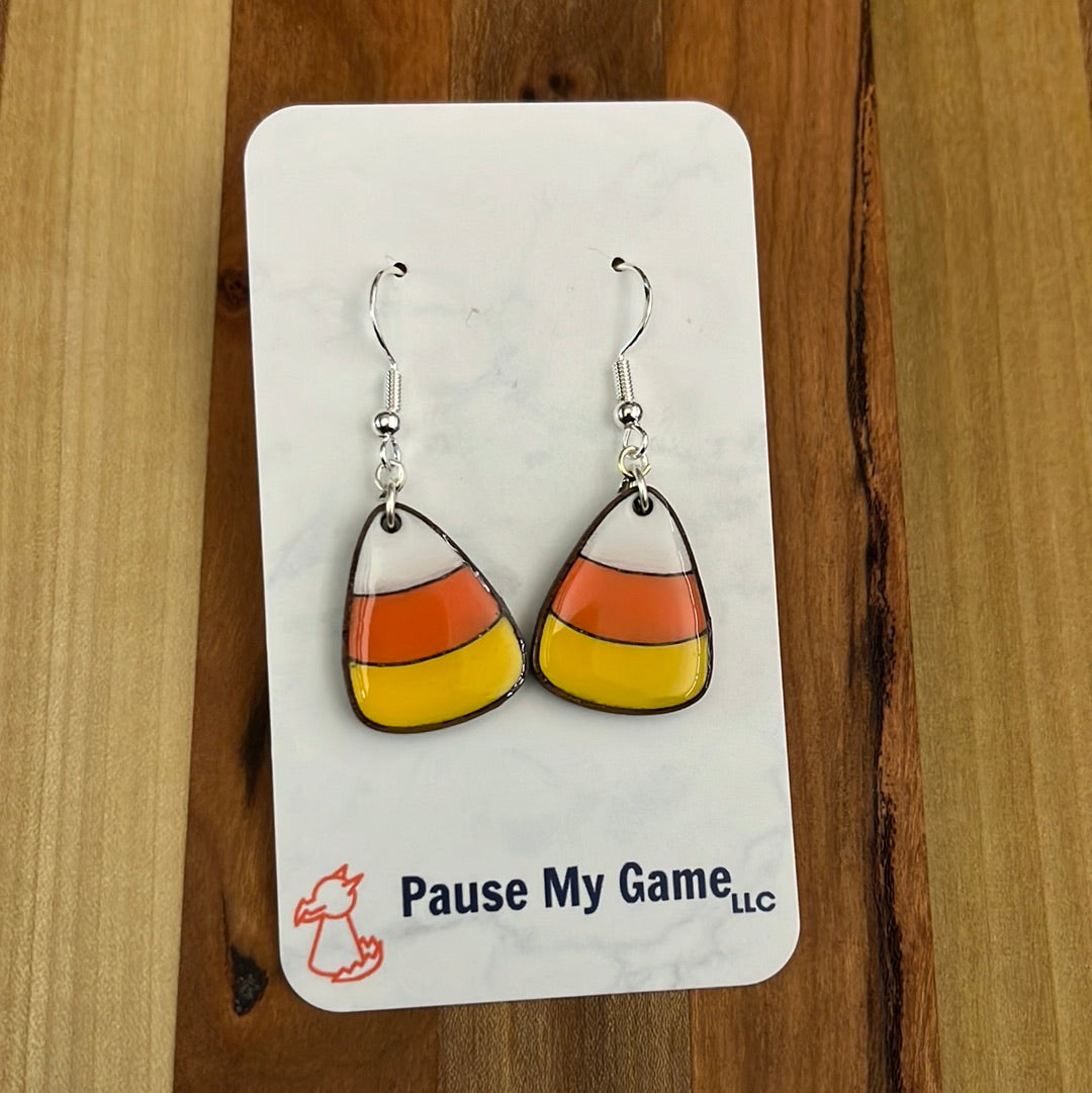 CANDY CORN PAINTED EARRINGS