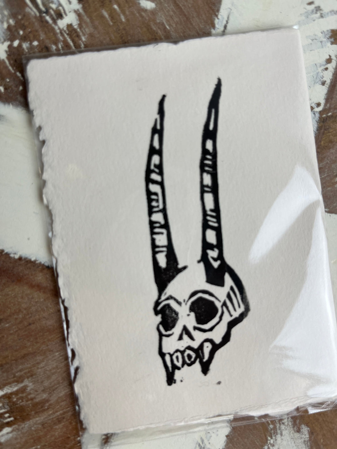 Demon Skull Block Print