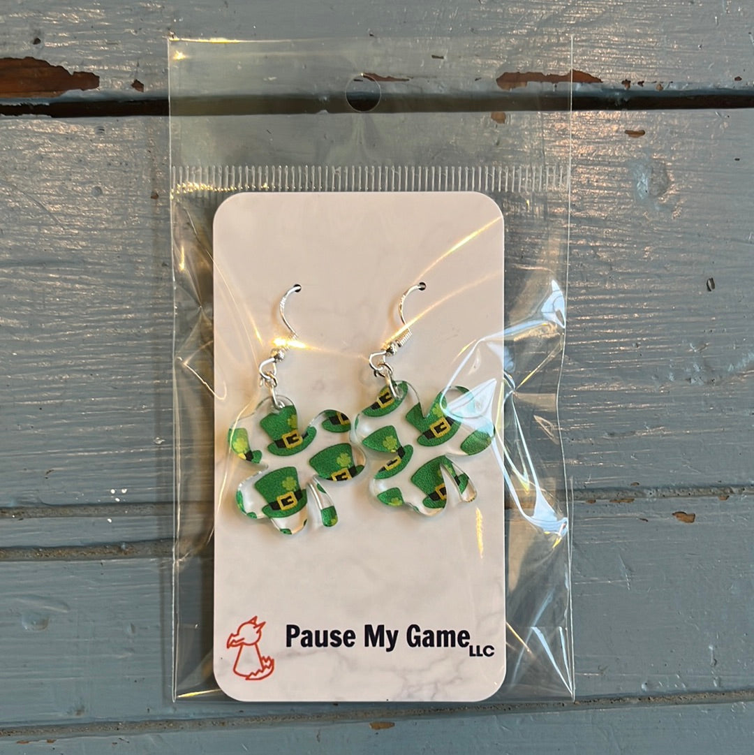 St. Patrick's Day Clover Acrylic Earrings