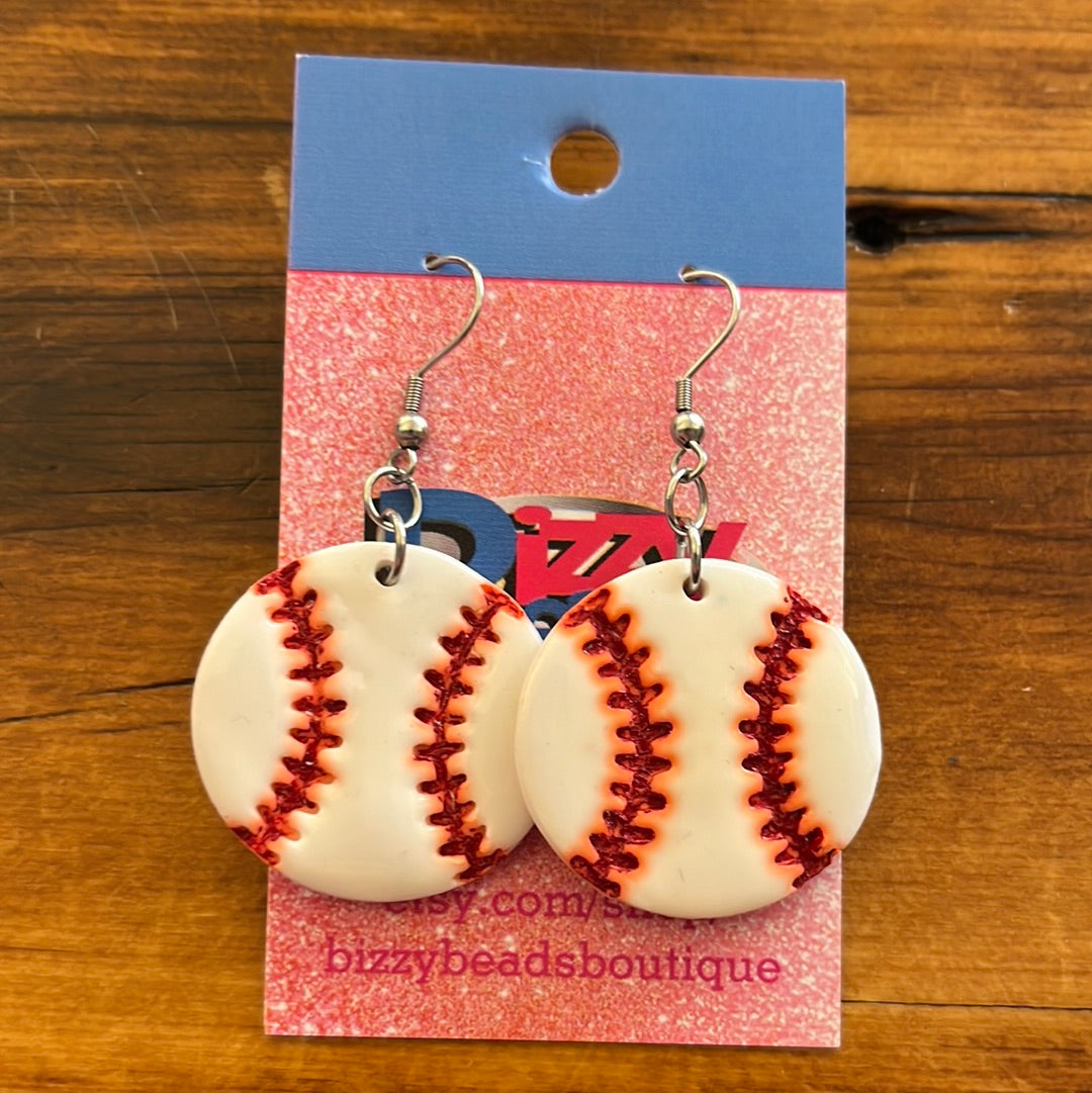 Baseball Clay Earrings