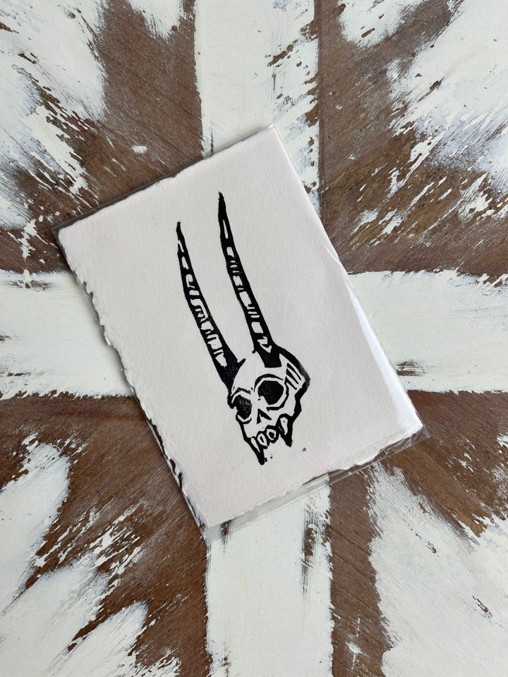 Demon Skull Block Print