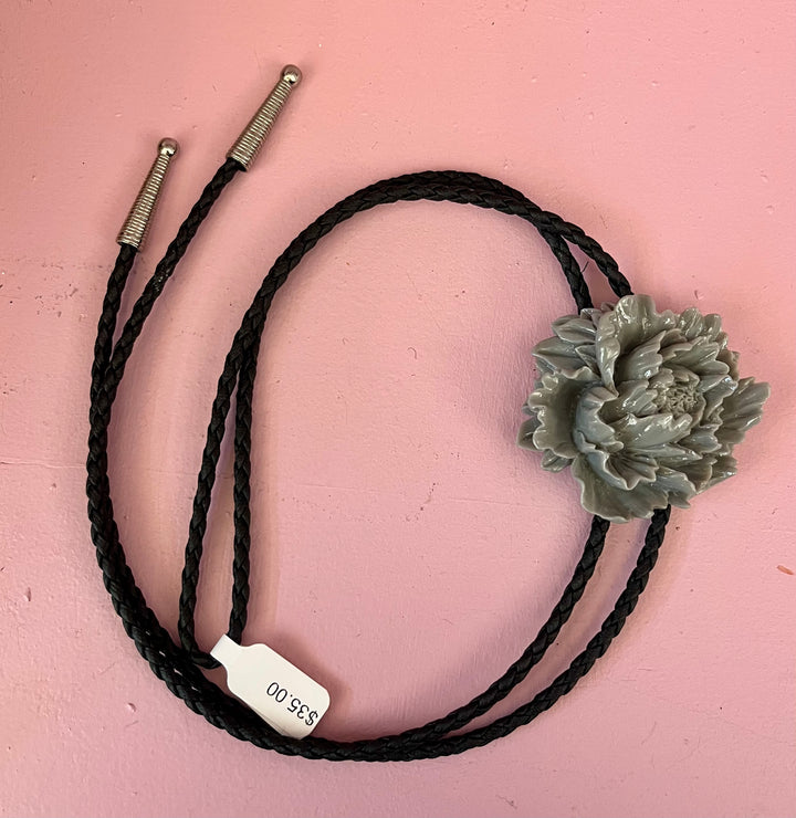 Large Gray Floral Bolo