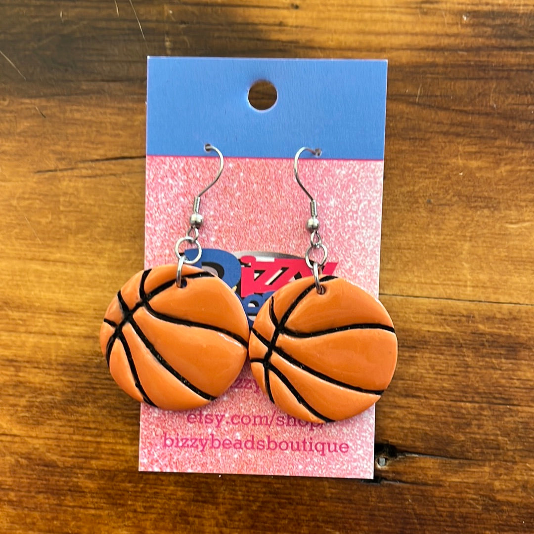 Basketball Clay Earrings