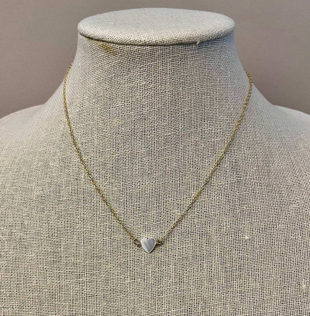 14K Gold Pearl Heart Necklace