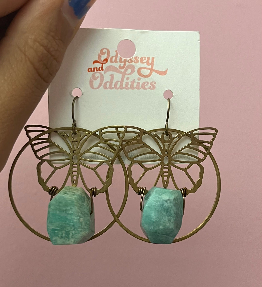 Amazonite Butterfly Earrings