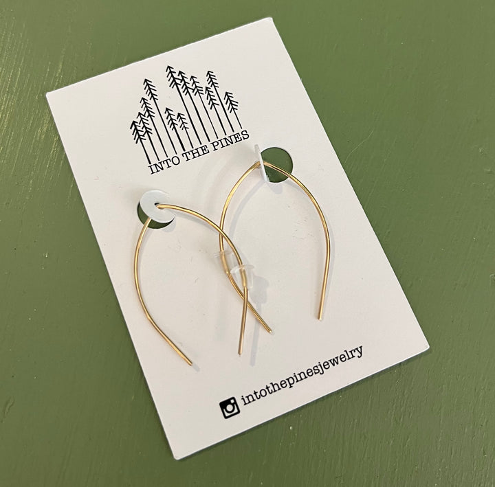 Small Gold Crescent Threader Earrings