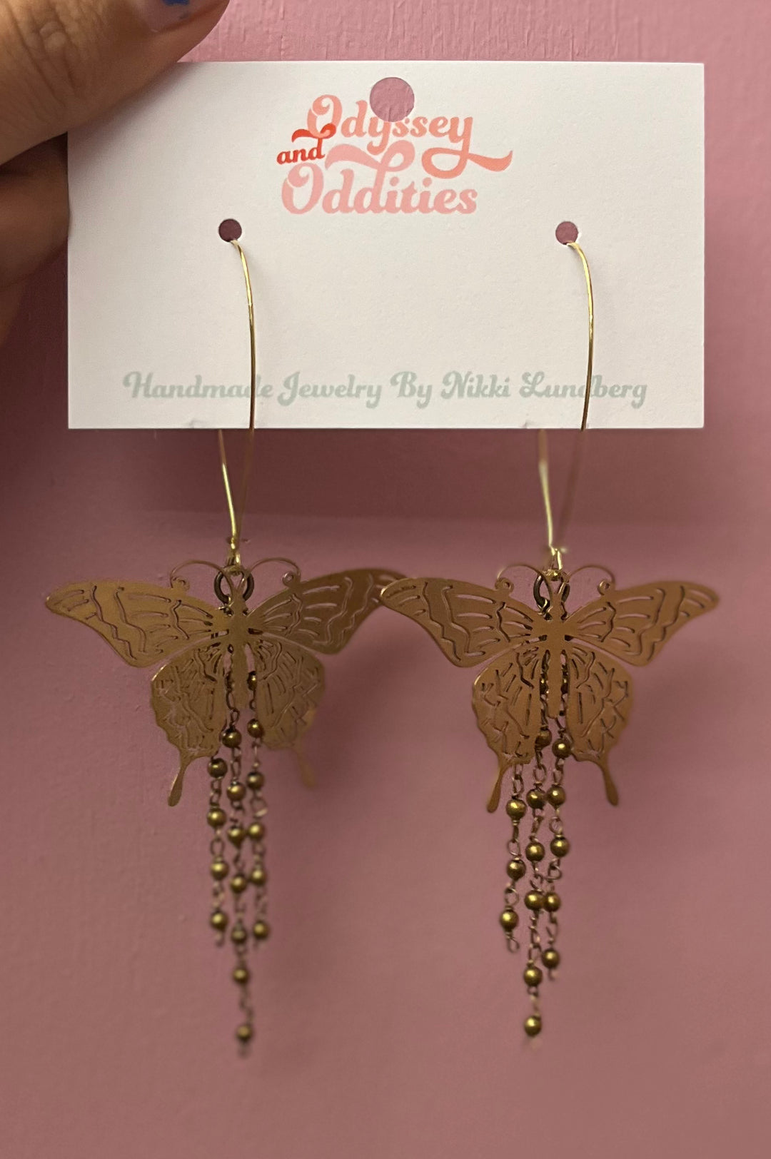 Butterfly Chain Tassel Earringsq