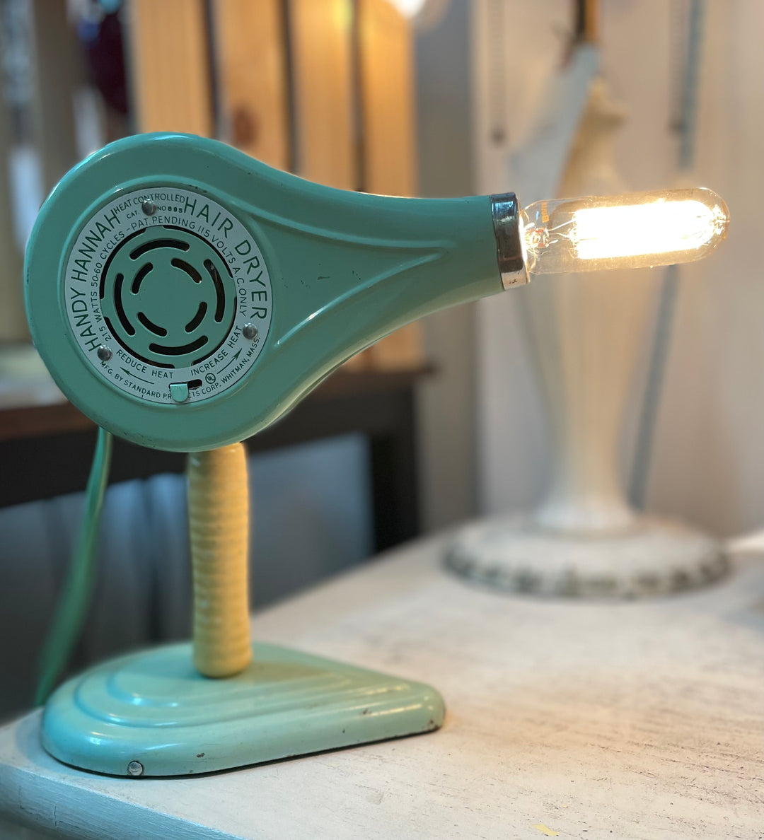 VINTAGE MINT GREEN HAIR DRYER LAMP - E11/12 BULB INCLUDED
