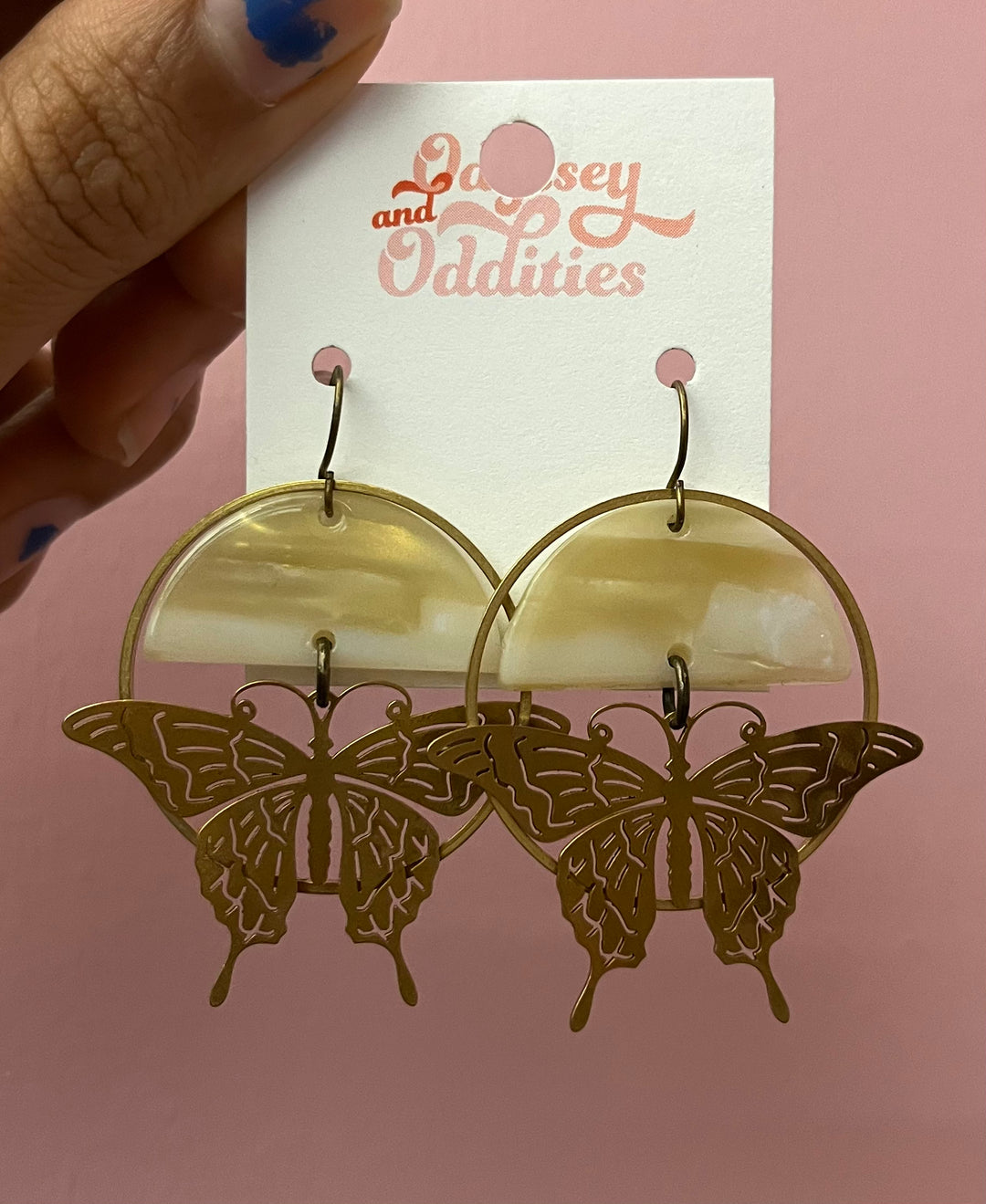 Opal Resin Butterfly Earrings