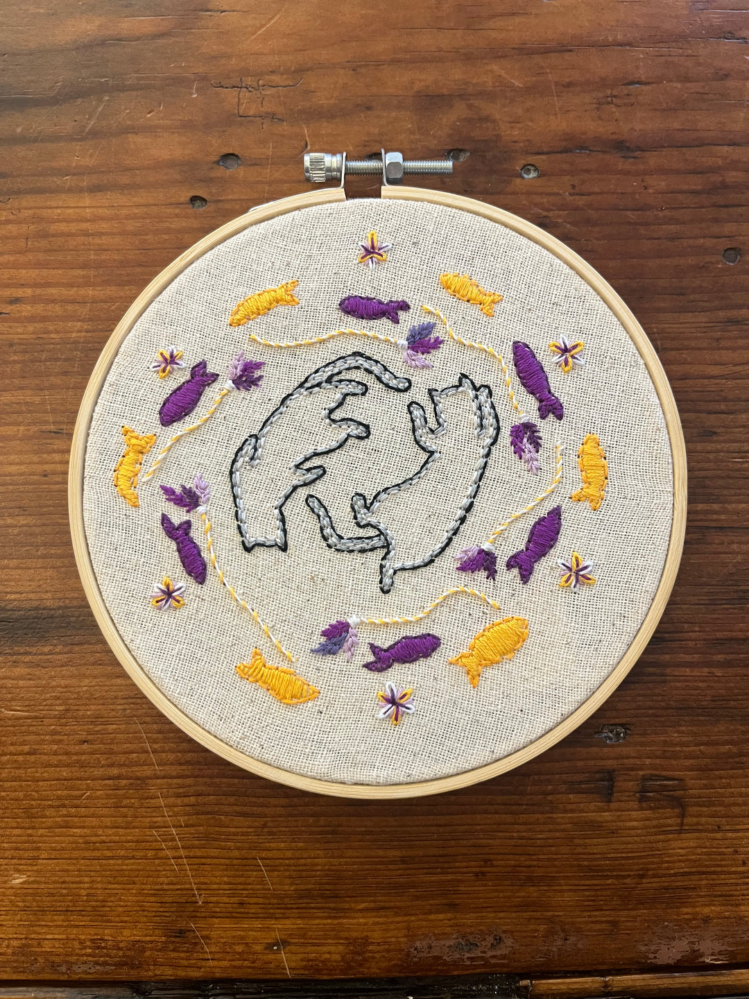 FISHING CATS EMBROIDERY HOOP