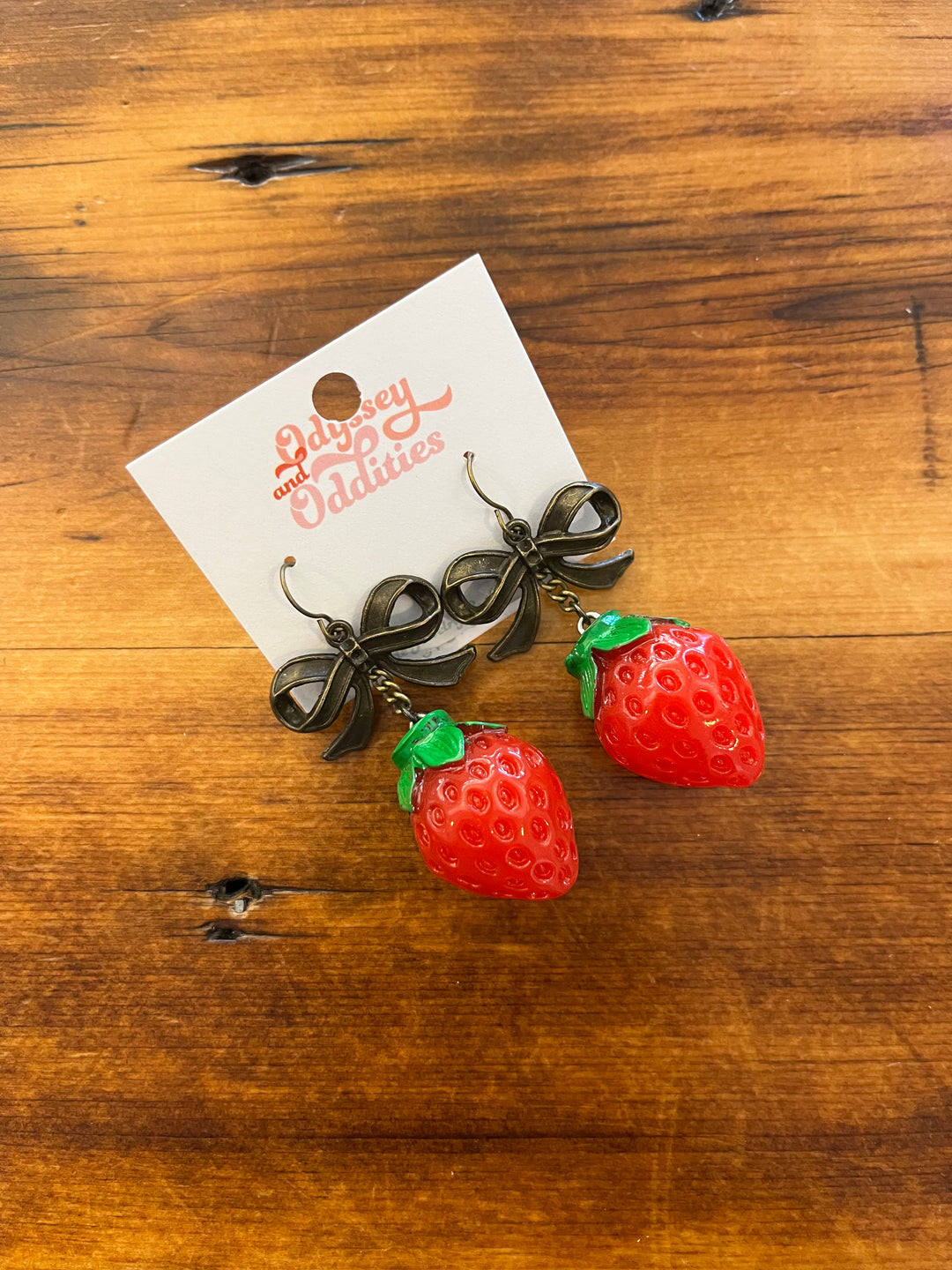 Bow + Strawberry Earrings