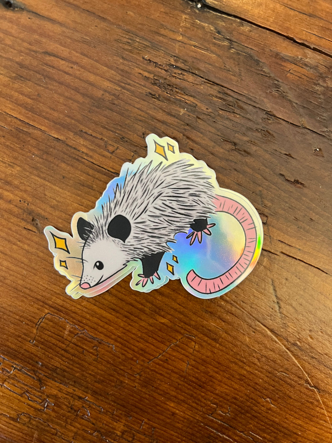 Cute Opossum Holographic Sticker